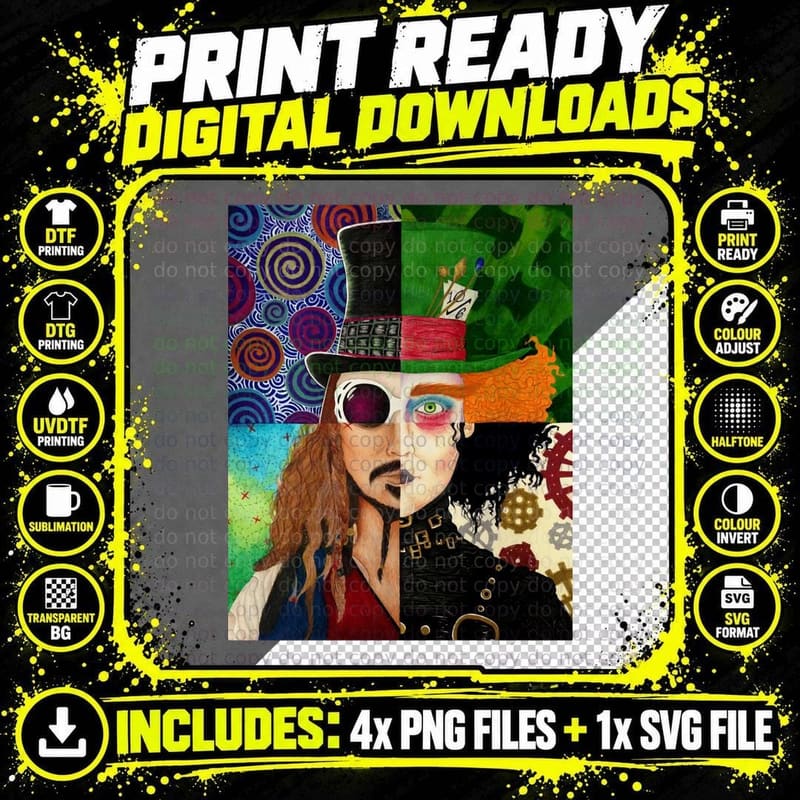 Johnny Depp Character Collage T-Shirt Png SVG Digital Bundle