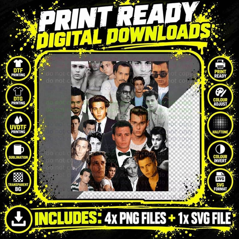 Johnny Depp Collage T-Shirt Png SVG Digital Bundle