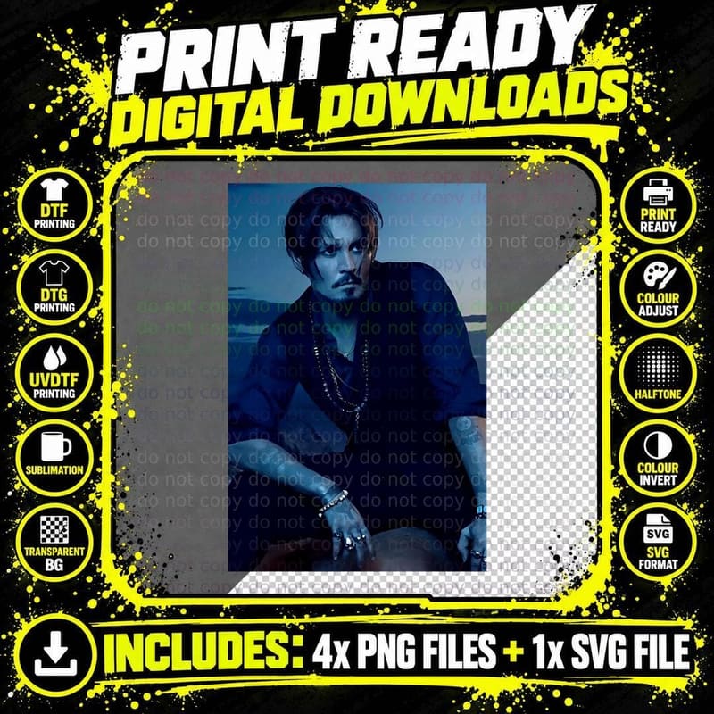 Johnny Depp Cool T-Shirt Png SVG Digital Bundle
