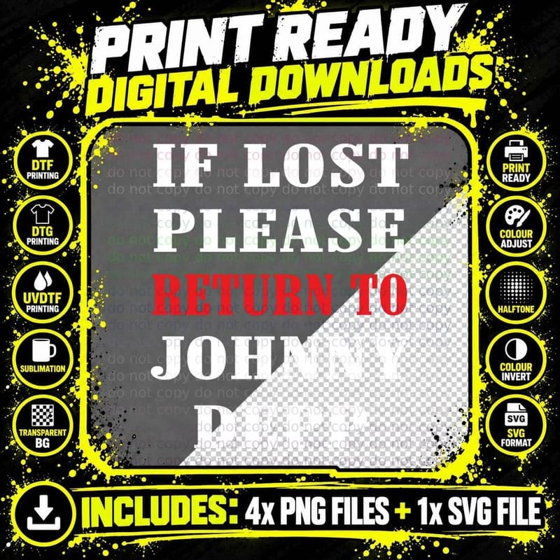 Johnny Depp If Lost Please Return to Johnny Depp T-Shirt Png SVG Digital Bundle