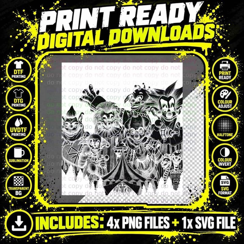 Killer Klowns from Outer Space T-Shirt Png SVG Digital Bundle