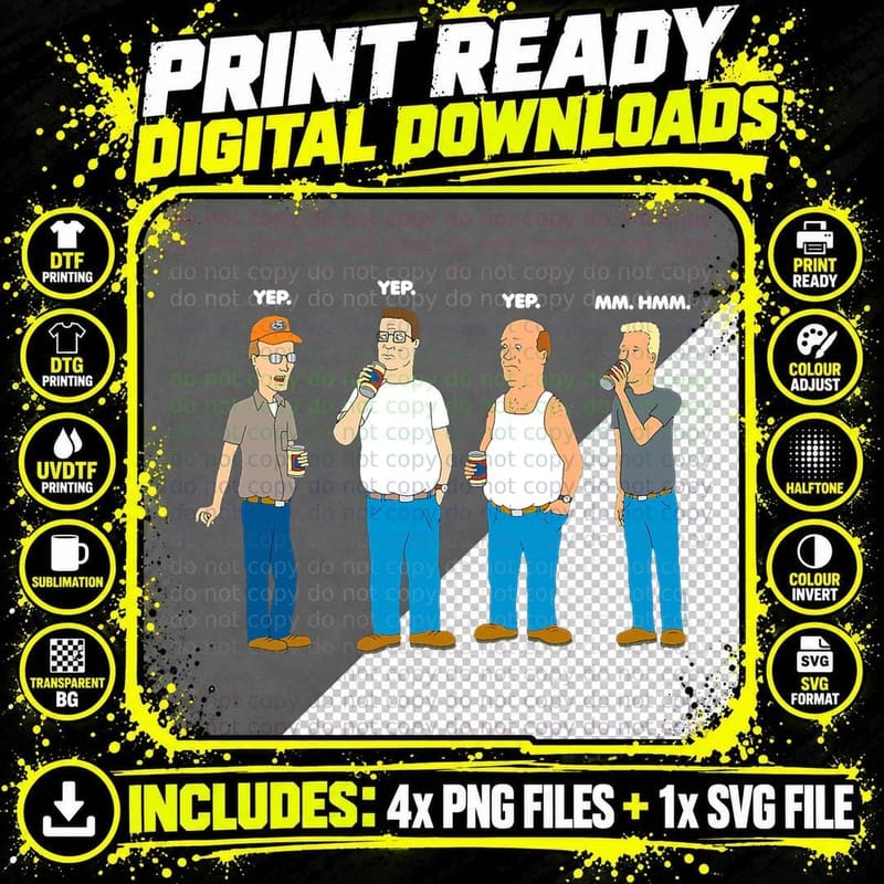 King of the Hill Yep Mm Hmm T-Shirt Png SVG Digital Bundle