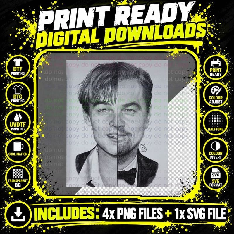 Leonardo Di Caprio 1 T-Shirt Png SVG Digital Bundle