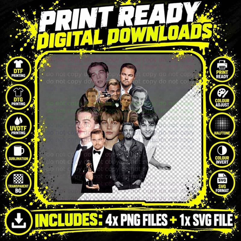 Leonardo Dicaprio Collage 2 T-Shirt Png SVG Digital Bundle