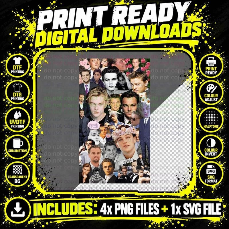Leonardo Dicaprio Tumblr Edit T-Shirt Png SVG Digital Bundle
