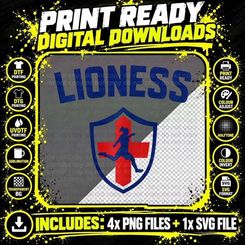Lioness, England Flag Badge, for Women & Girls Png SVG Digital Bundle