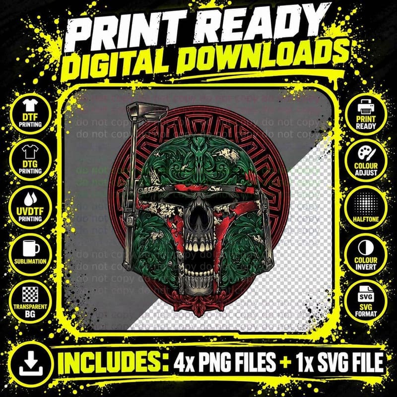 Lone Bounty Hunter, Mandalorian, Boba Fett Png SVG Digital Bundle
