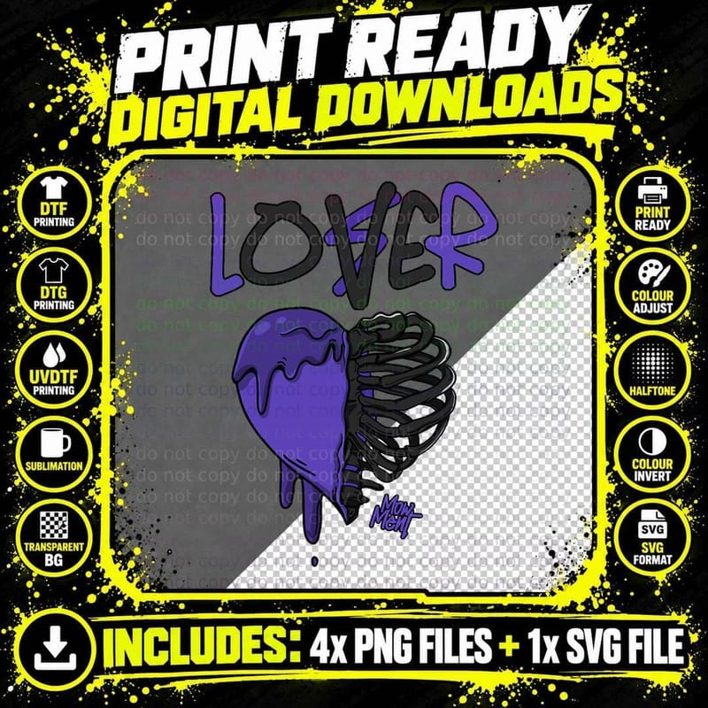 Loser Lover Dripping Black Field Purple 12s Matching Png SVG Digital Bundle