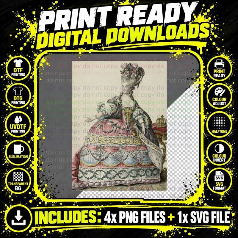 Marie-Antoinette - Claude-Louis Desrais T-Shirt Png SVG Digital Bundle
