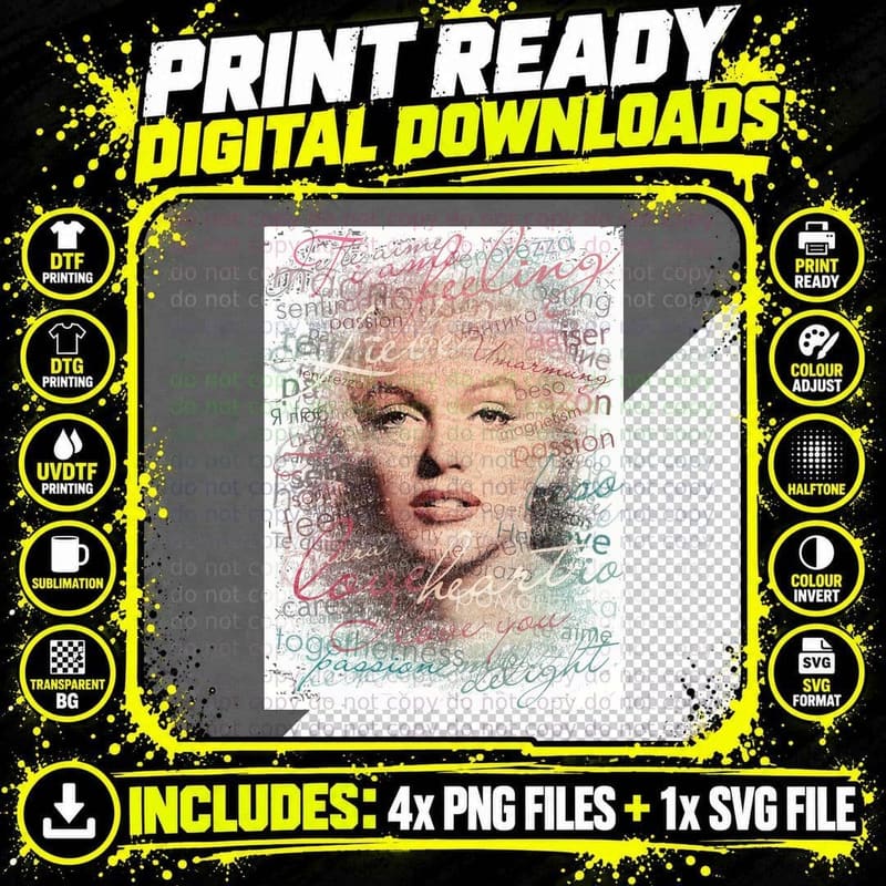 Marilyn Monroe - Words - D32 T-Shirt Png SVG Digital Bundle