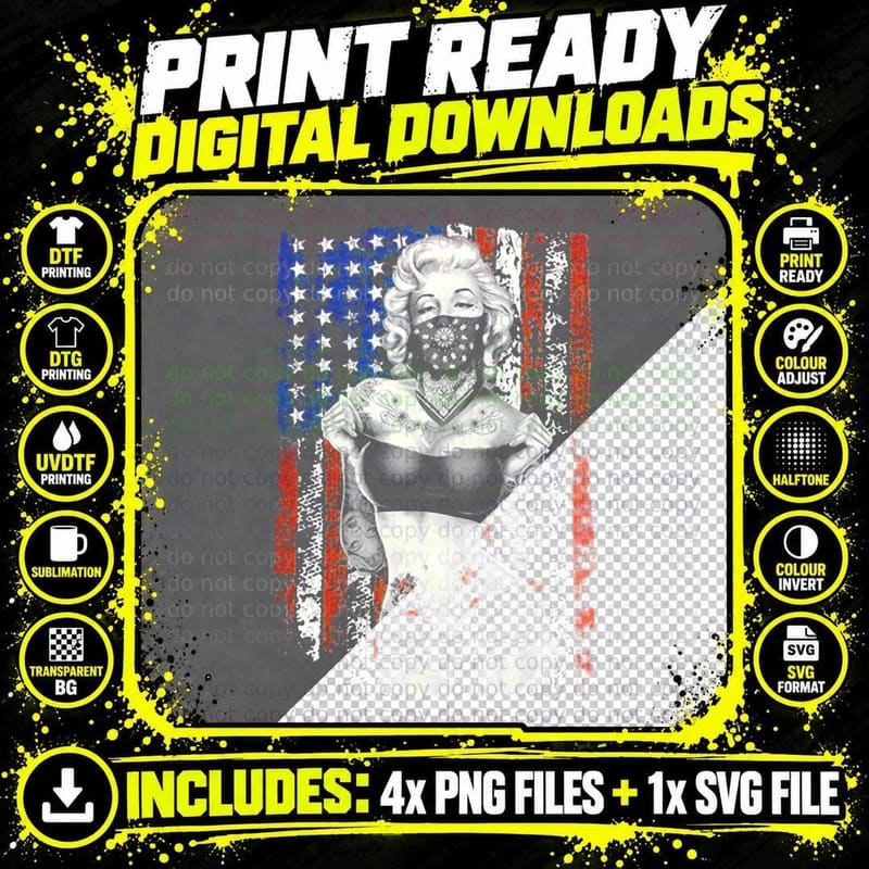Marilyn Monroe American Standing Bandana T-Shirt Png SVG Digital Bundle
