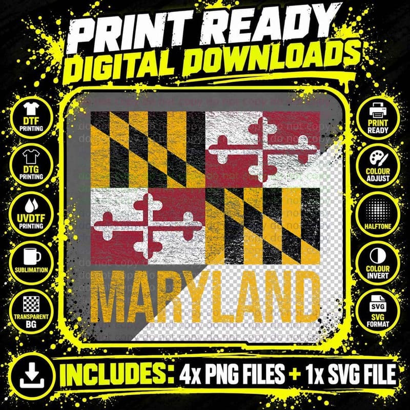 Maryland STATE FLAG Annapolis Baltimore Chesapeake BAY Png SVG Digital Bundle