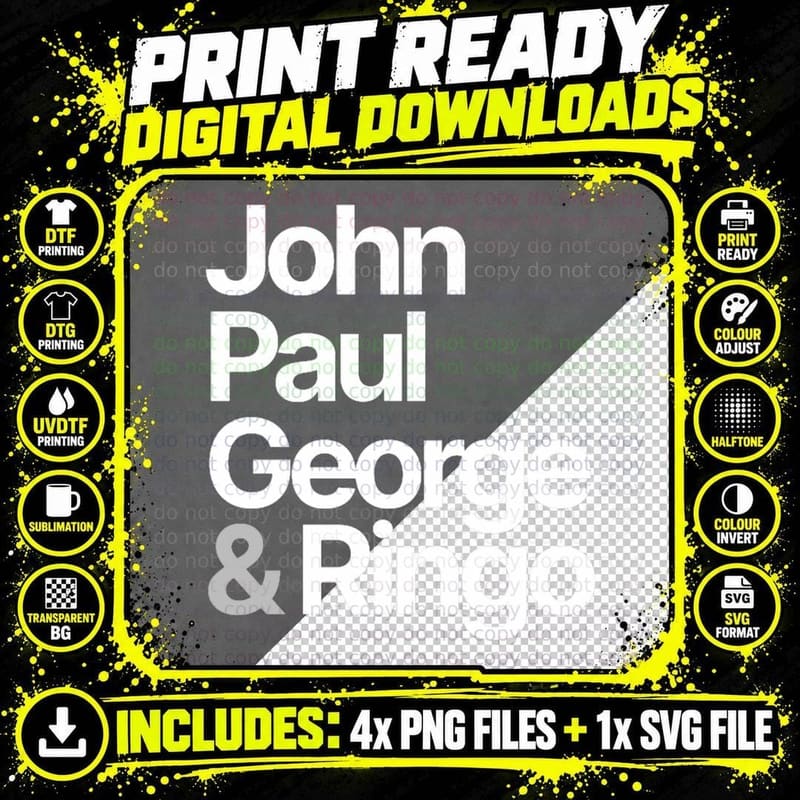 Members of the Beatles T-Shirt Png SVG Digital Bundle