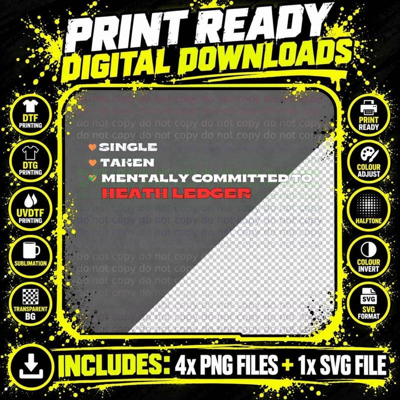 Mentally Committed to Heath Ledger T-Shirt Png SVG Digital Bundle