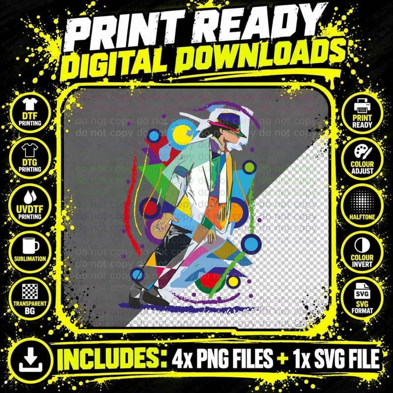 Michael Jackson Geometric T-Shirt Png SVG Digital Bundle