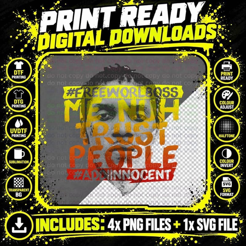 NUH TRUST People Freeworlboss (Yellow-RED) T-Shirt Png SVG Digital Bundle
