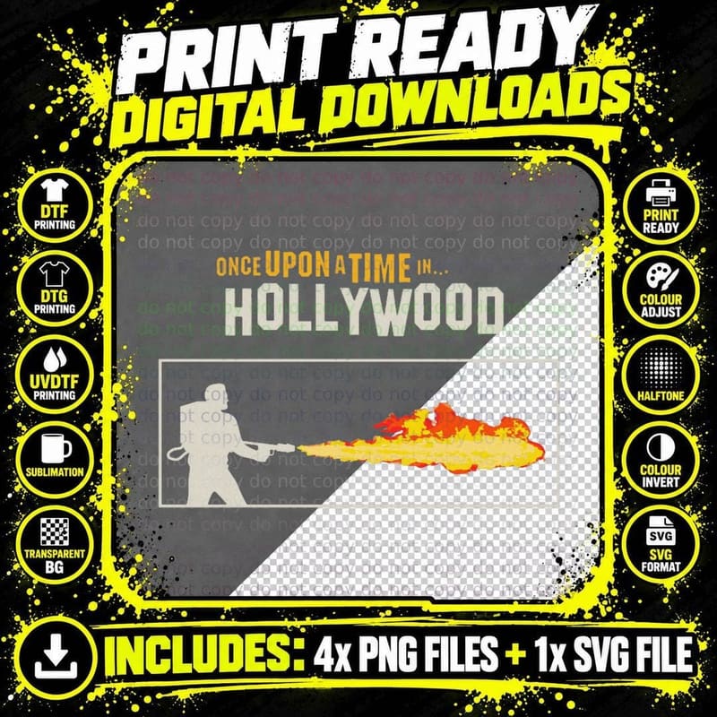 Once Upon a Time in Hollywood T-Shirt Png SVG Digital Bundle