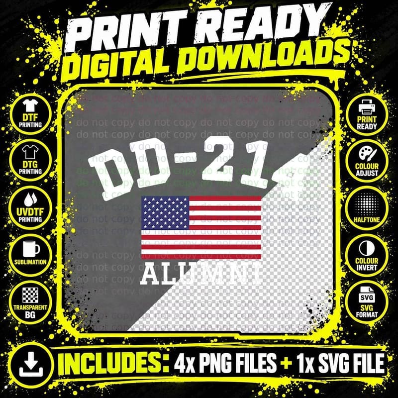 Patriotic DD-214 Alumni T-Shirt Png SVG Digital Bundle