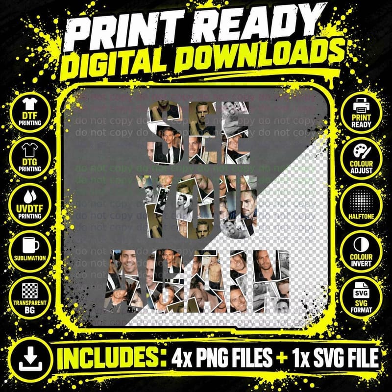 Paul Walker See You Again T-Shirt Png SVG Digital Bundle