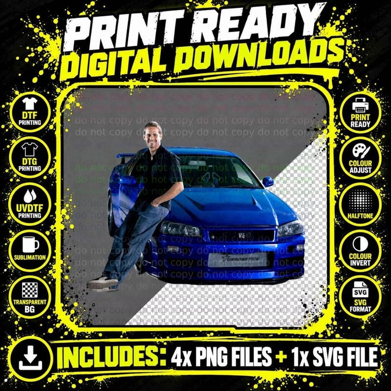 Paul Walker Skyline T-Shirt Png SVG Digital Bundle