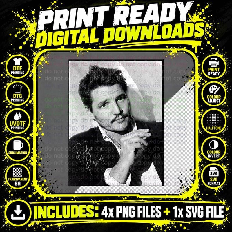 Pedro Pascal - BW III T-Shirt Png SVG Digital Bundle