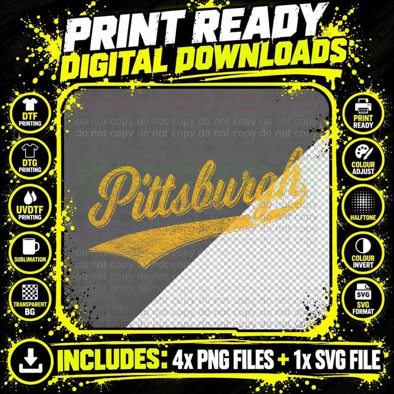 Pittsburgh Pennsylvania Varsity Script Sports Jersey Png SVG Digital Bundle
