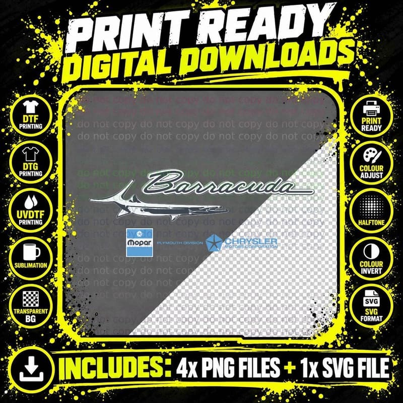 Plymouth Barracuda Logo Script T-Shirt Png SVG Digital Bundle