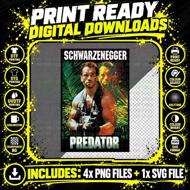 Predator Arnold Schwarzenegger T-Shirt Png SVG Digital Bundle