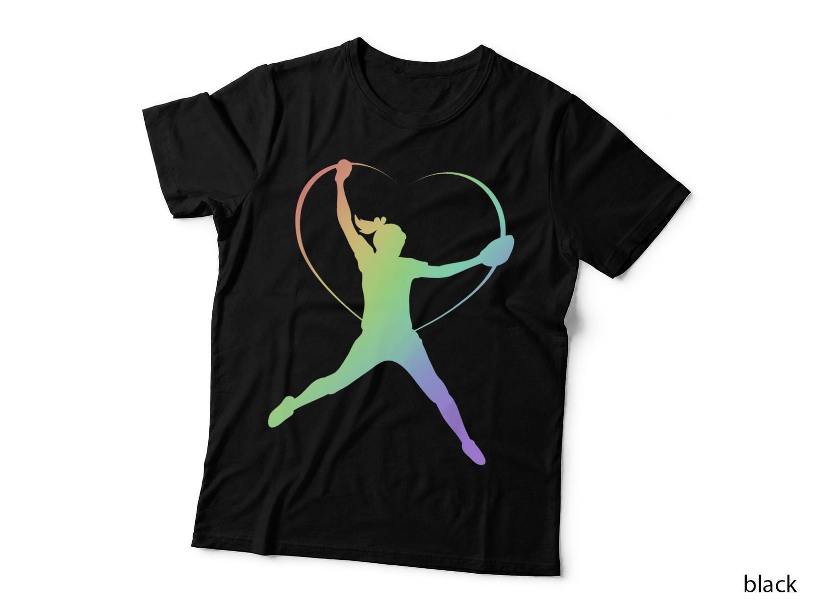 Soft Rainbow Softball Gifts for Teen Girls Pitcher Patterned T-Shirt
