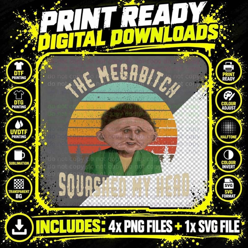 Squashed My Head T-Shirt Png SVG Digital Bundle