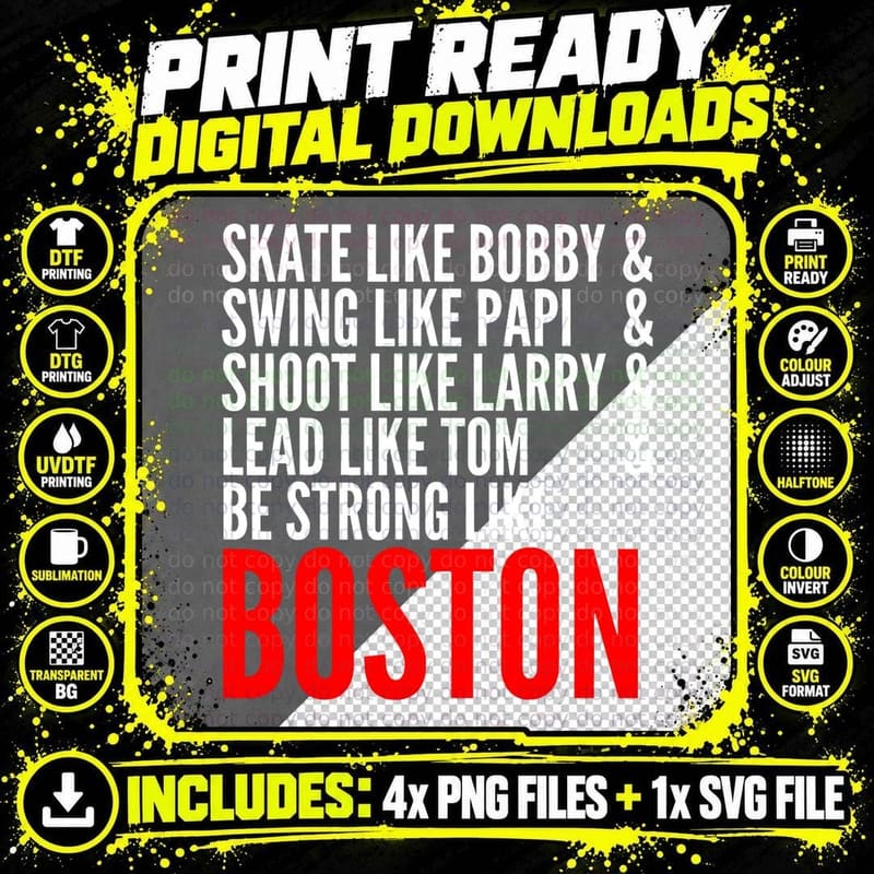 Strong Like Boston Massachusetts Sports T-Shirt Png SVG Digital Bundle
