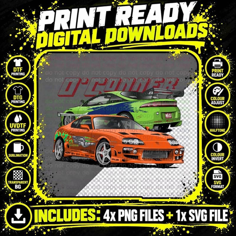 Supra Mk IV & Eclipse Gs - Fast and Furious T-Shirt Png SVG Digital Bundle
