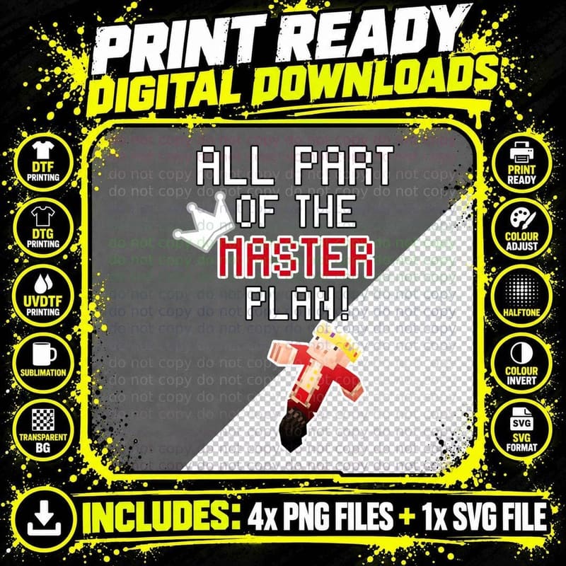 Technoblade ALL PART OF THE Master PLAN! T-Shirt Png SVG Digital Bundle