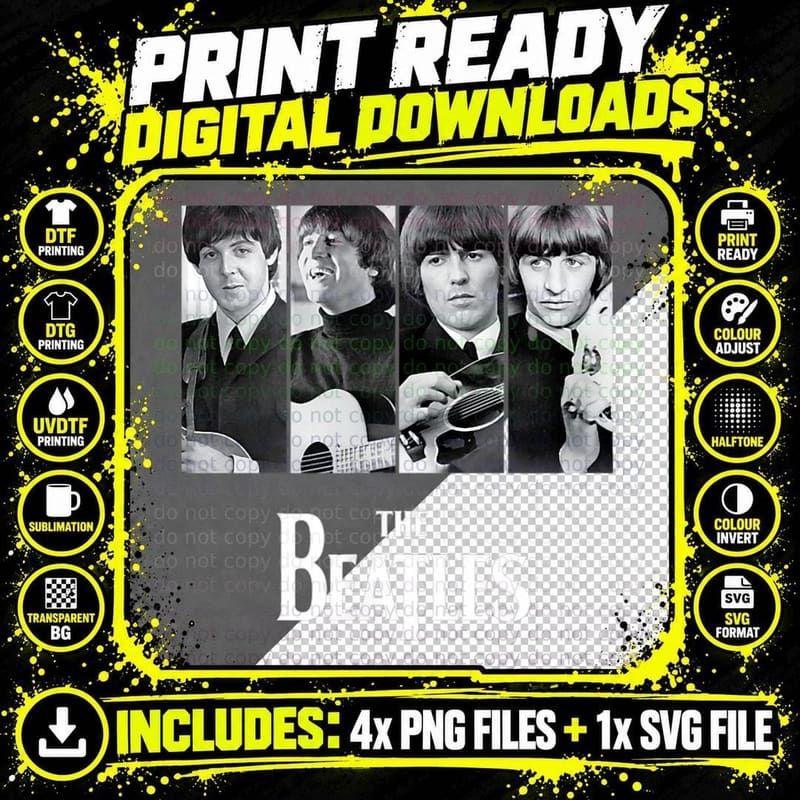 The Beatles - Individual Captures T-Shirt Png SVG Digital Bundle