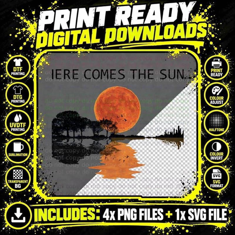 The Beatles Here Comes the Sun T-Shirt Png SVG Digital Bundle