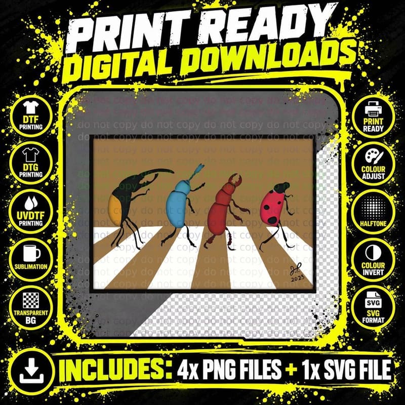 The Beetles - Minimalistic Paper Craft Digital Art Png SVG Digital Bundle