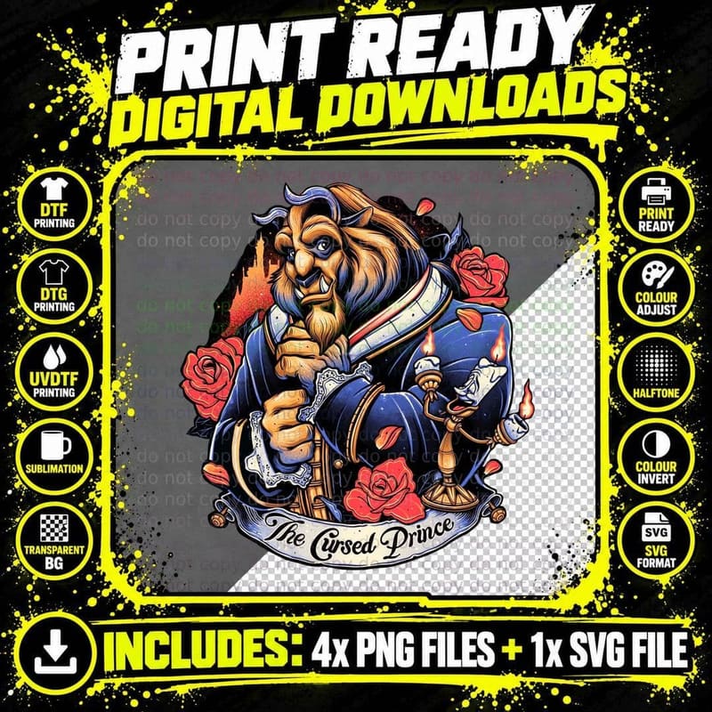 The Cursed Prince, Cursed Prince, Beauty, Beast Png SVG Digital Bundle