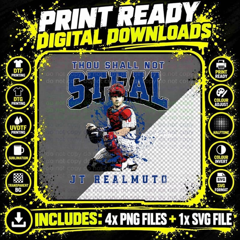 Thou Shall Not Steal JT Realmuto Philadelphia MLBPA Png SVG Digital Bundle