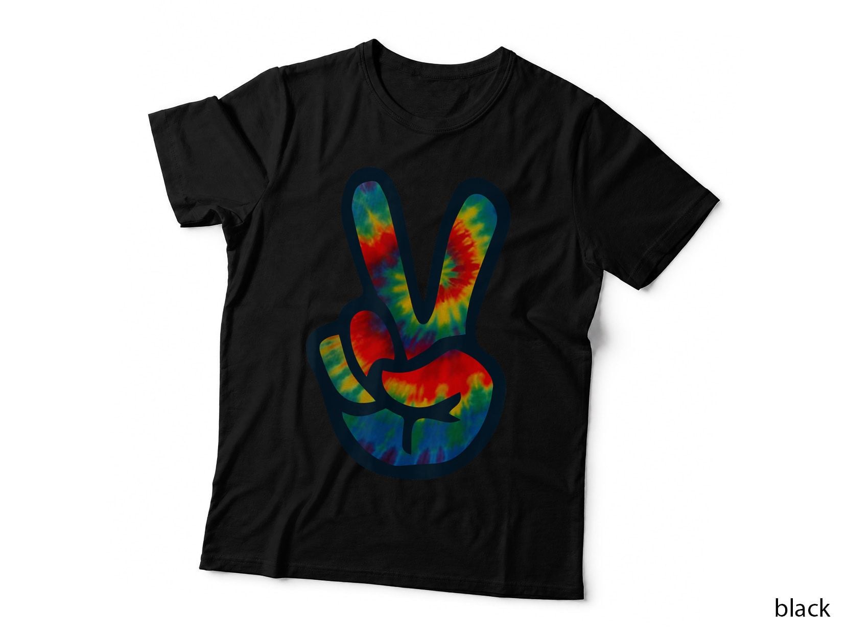 Tie Dye Peace Sign Hand T-Shirt Hippies V Shirts T-Shirt