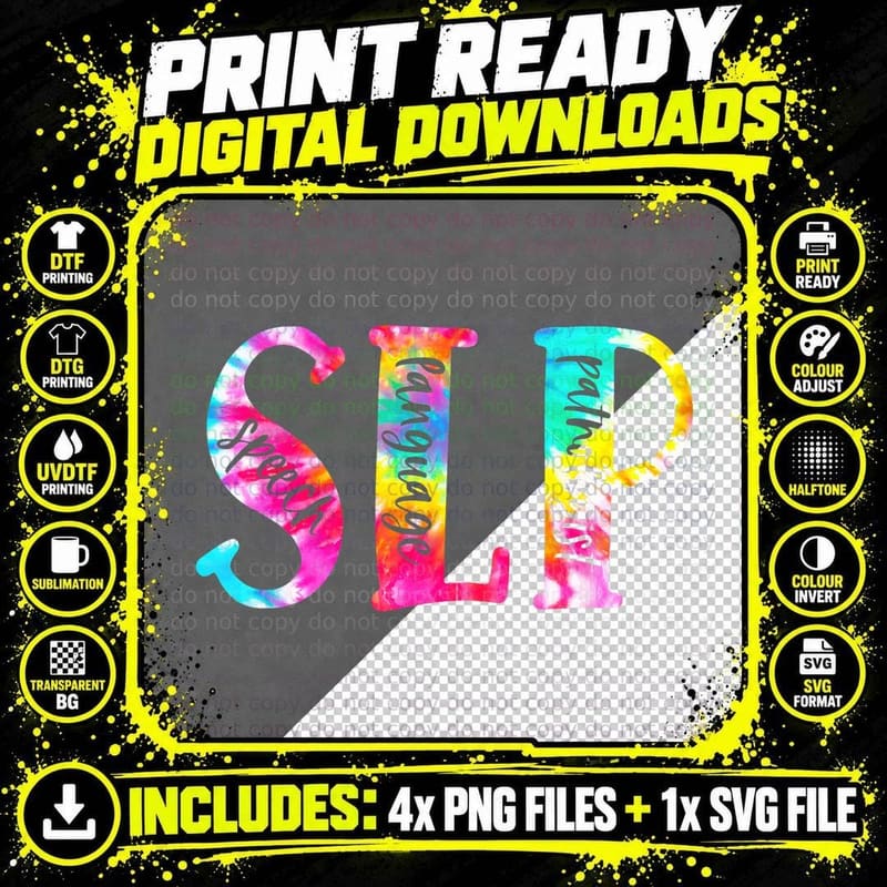 Tie Dye SLP Shirt Speech Language Pathologist Speech Png SVG Digital Bundle