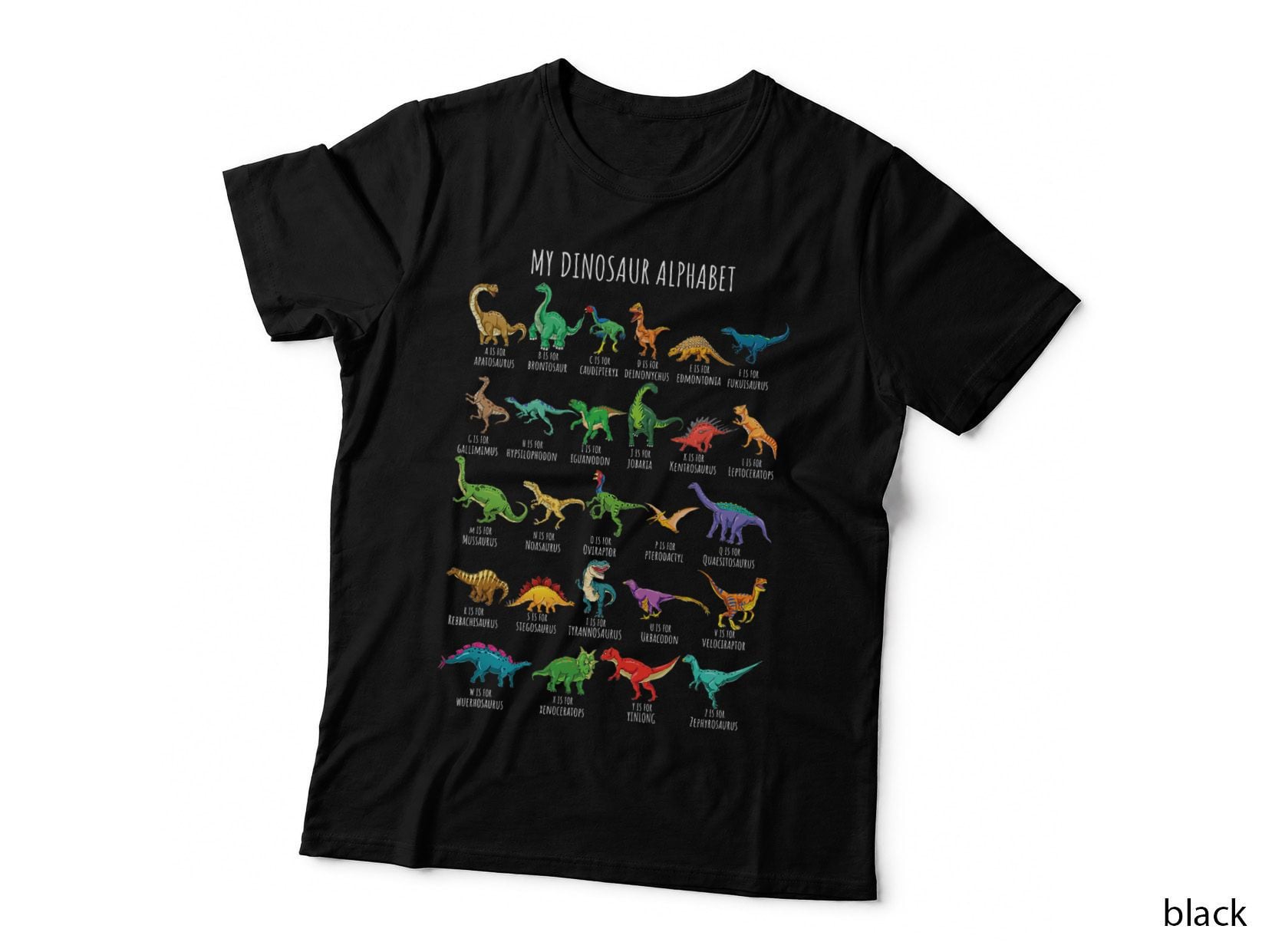 Types of Dinosaurs Alphabet A-Z ABC Dino Identification Short Sleeve T-Shirt