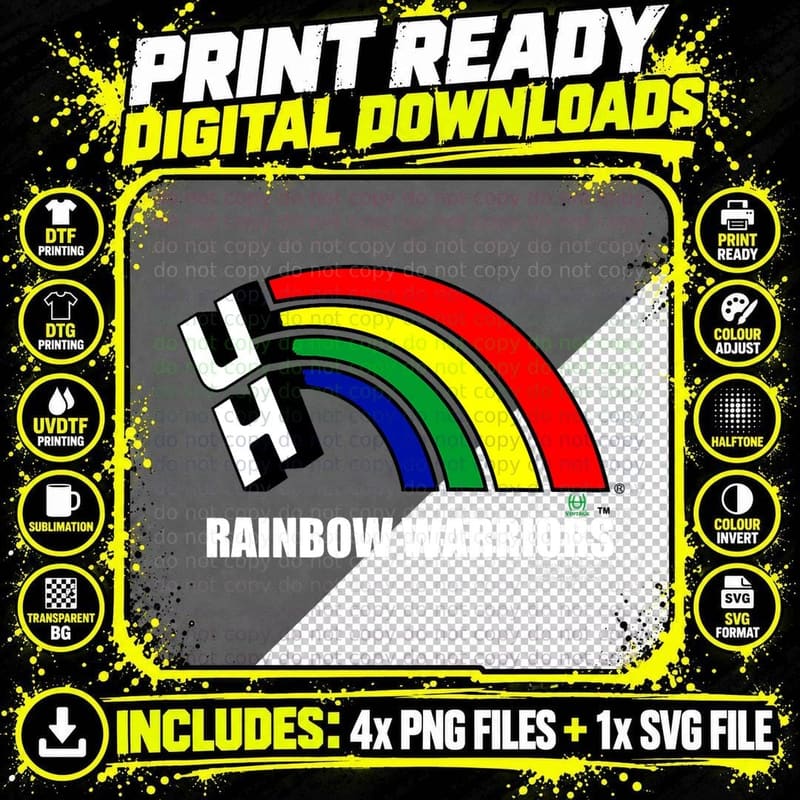 University of Hawaii Rainbow Warrior Logo T-Shirt Png SVG Digital Bundle