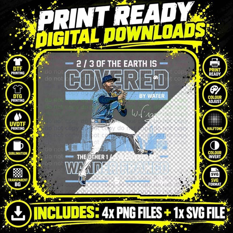 Wander Franco Covered Tampa Bay MLBPA T-Shirt Png SVG Digital Bundle
