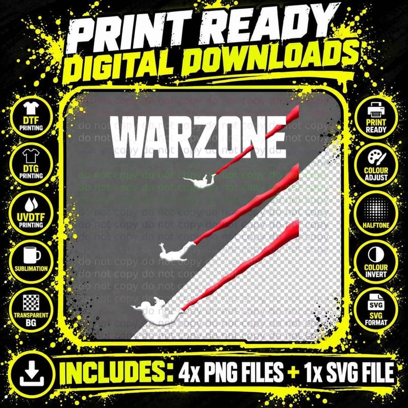 Warzone Dropping in T-Shirt Png SVG Digital Bundle