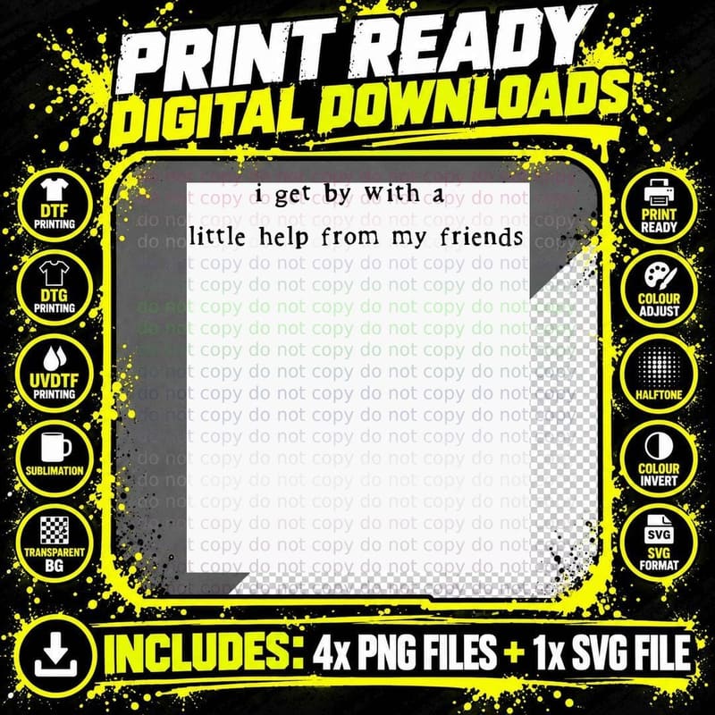 With a Little Help T-Shirt Png SVG Digital Bundle