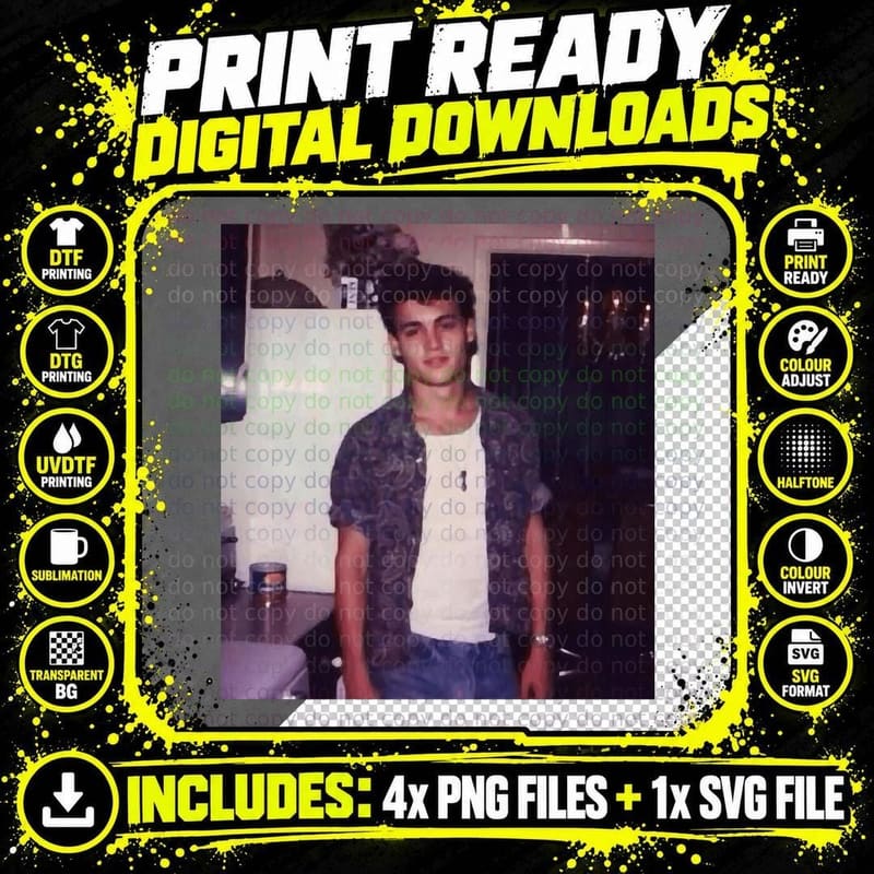 Young Johnny Depp T-Shirt Png SVG Digital Bundle