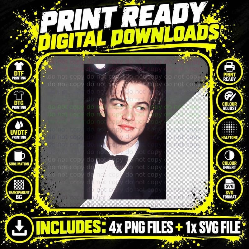 Young Leonardo Dicaprio Design T-Shirt Png SVG Digital Bundle