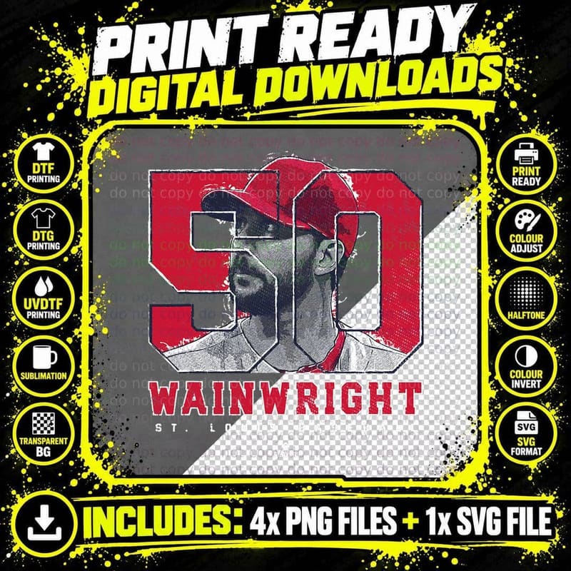 Adam Wainwright Silhouette Waino St Louis MLBPA T-Shirt Png SVG Digital Bundle