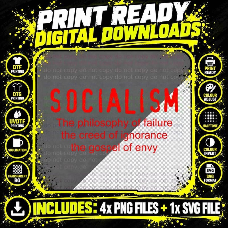 Anti-Socialism - Winston Churchill Quote T-Shirt Png SVG Digital Bundle