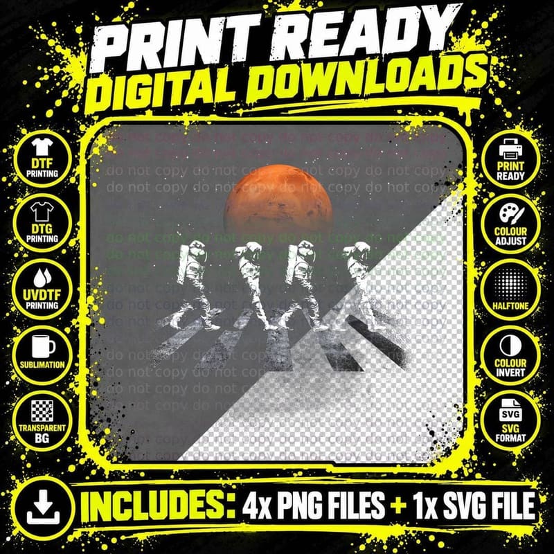 Astronauts in Walking in Space Occupy Mars T-Shirt Png SVG Digital Bundle